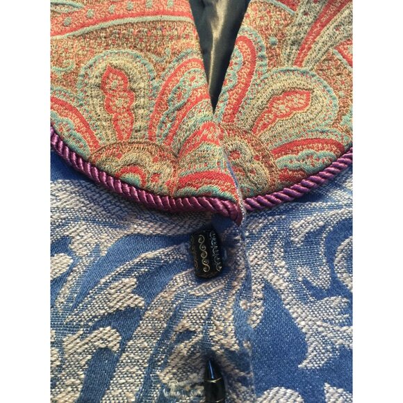 Tancredi & Morgen Womens Shawl Collar Three-Button Jacquard Paisley Cropped Vest - Picture 8 of 8